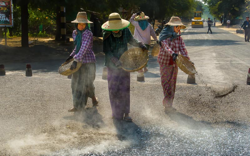 Women road crew of  burma