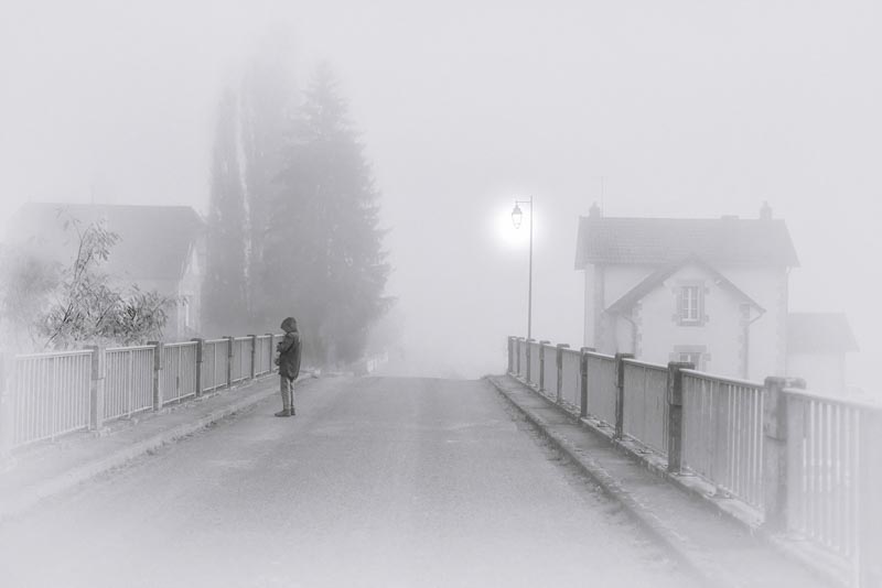Seule dans la brume
